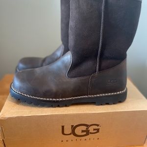 UGG Men's Cappuccino Leather Shearling-Lined Birch Boots Size 13